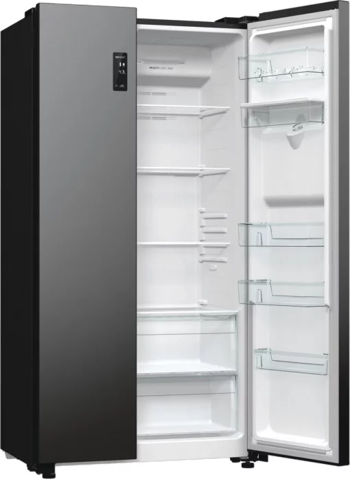 Холодильник SBS Gorenje, 179х67х92см, 2 двері, 353(191)л, А++, NF+, Інв., Зона св-ті, диспенсер, генератор льоду, Зовн. Диспл, чорний