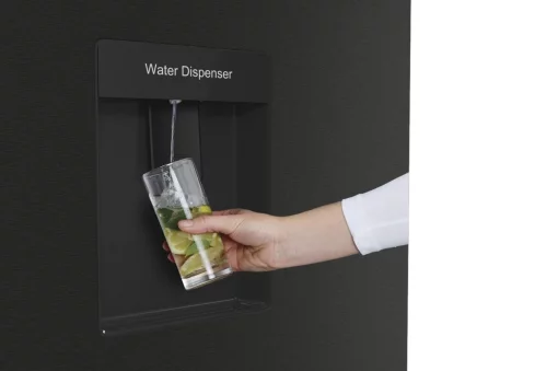 Холодильник SBS Gorenje, 179х67х92см, 2 двері, 353(191)л, А++, NF+, Інв., Зона св-ті, диспенсер, генератор льоду, Зовн. Диспл, чорний