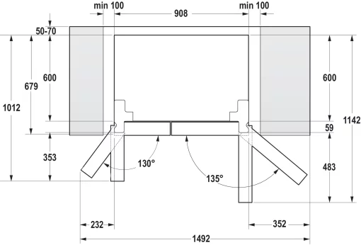 Холодильник Gorenje SBS, 179x68x91см, 2 дв., Х- 368л, М- 167л, A++, NF Plus,  Інвертор, диспенсер, Дисплей, сірий
