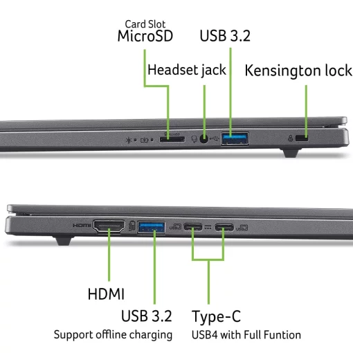 Ноутбук Acer Aspire 16 A16-11M 16" WUXGA IPS, Quallcomm X X1-26-100, 32GB, F1TB, UMA, Win11, сірий