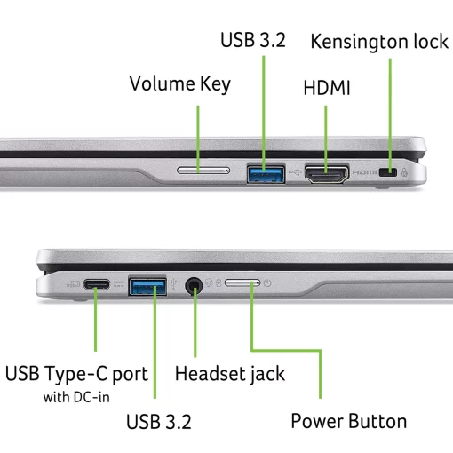 Ноутбук Acer Chromebook Spin CP314-2HN 14" WUXGA IPS Touch, Intel i3-N305, 8GB, F256GB, UMA, ChromeOS, сріблястий