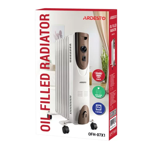 Обігрівач оливний ARDESTO, 15м2, 1500Вт, мех. упр-ння, 7 секцій, білий