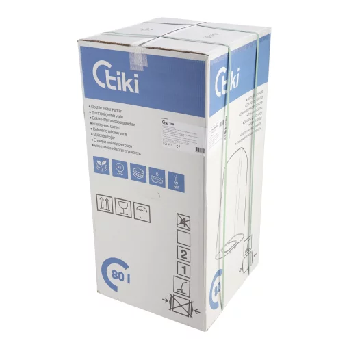 Водонагрівач електр. TIKI слім SuperESD, 80л, 2кВт, сухий тен, електр. кер-ння, B, білий, 700094