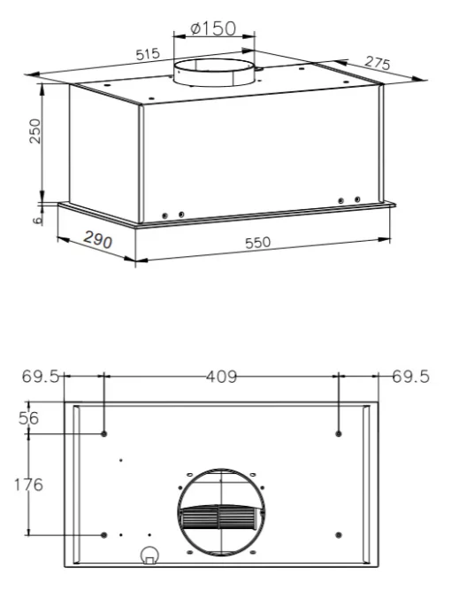 Витяжка Hansa вбудована, 55см, 790м.куб/год., білий