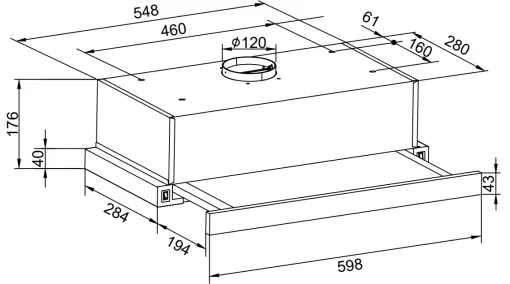 Витяжка Hansa телескопічна, 60см, 270м.куб/год., нерж
