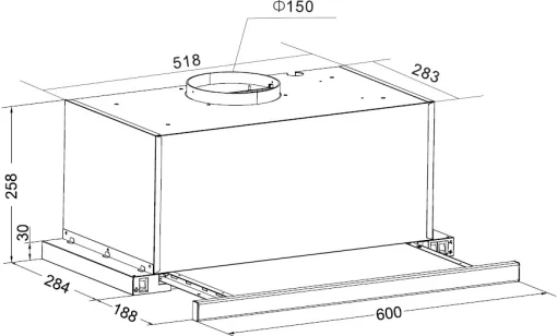 Витяжка Hansa вбудована, 60см, 417м.куб/год., нерж
