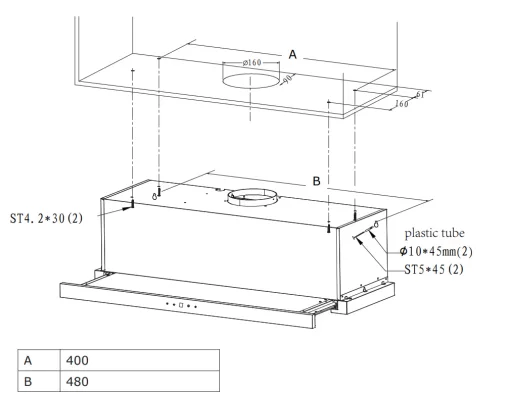 Витяжка Hansa телескопічна, 60см, 508м.куб/год., чорний