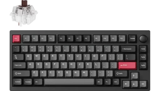 Клавіатура механічна Lemokey  P1 Pro 84Key, Keychron Super Brown, WL/BT/USB-A, QMK/VIA, Hot-Swap, EN/UKR, RGB,  Knob, Carbon Black