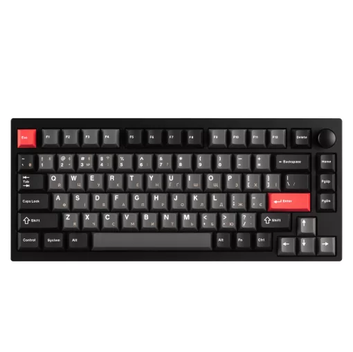Клавіатура механічна Lemokey  P1 Pro 84Key, Keychron Super Banana, WL/BT/USB-A, QMK/VIA, Hot-Swap, EN/UKR, RGB,  Knob, Carbon Black