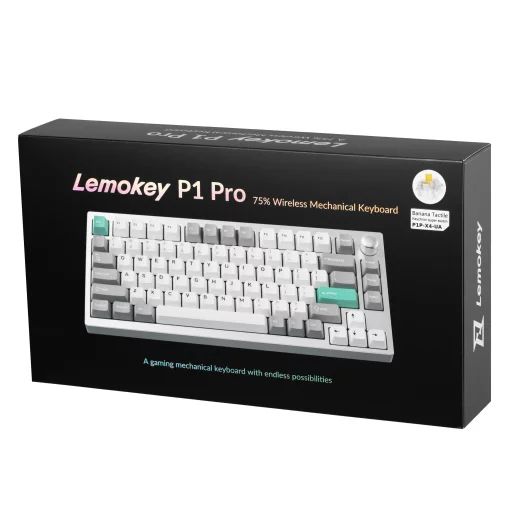 Клавіатура механічна Lemokey  P1 Pro 84Key, Keychron Super Banana, WL/BT/USB-A, QMK/VIA, Hot-Swap, EN/UKR, RGB,  Knob, Space Silver