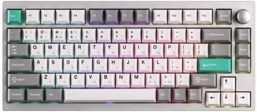 Клавіатура механічна Lemokey  P1 Pro 84Key, Keychron Super Banana, WL/BT/USB-A, QMK/VIA, Hot-Swap, EN/UKR, RGB,  Knob, Space Silver