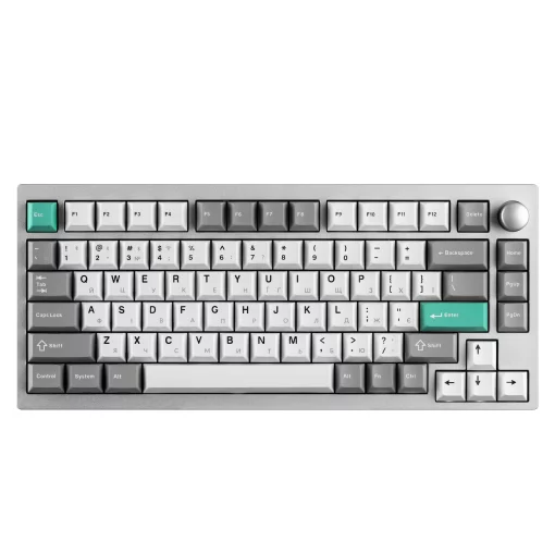 Клавіатура механічна Lemokey  P1 Pro 84Key, Keychron Super Banana, WL/BT/USB-A, QMK/VIA, Hot-Swap, EN/UKR, RGB,  Knob, Space Silver
