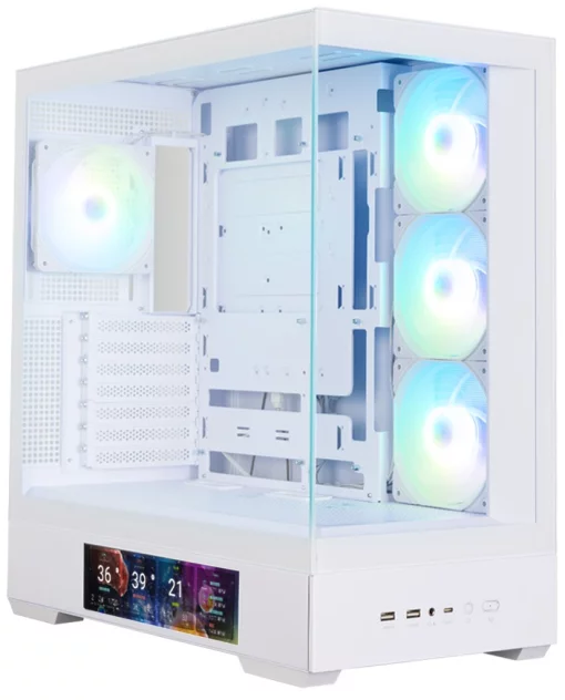 Корпус Zalman P40 DS без БЖ, 2xUSB3.0, 1x Type C, 3x120мм ARGB Reverse,  1x120мм ARGB, VGA 420мм, LCS ready, TG Side/Front Panel, Display, ATX, білий