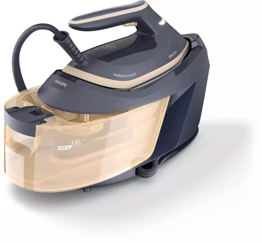 Праска-парогенератор Philips PerfectCare 6000 Series, 2400Вт, 1800мл, паровий удар -600гр, постійна пара - 130гр, нерж. сталь, синьо-золотий