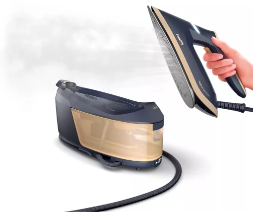 Праска-парогенератор Philips PerfectCare 6000 Series, 2400Вт, 1800мл, паровий удар -600гр, постійна пара - 130гр, нерж. сталь, синьо-золотий
