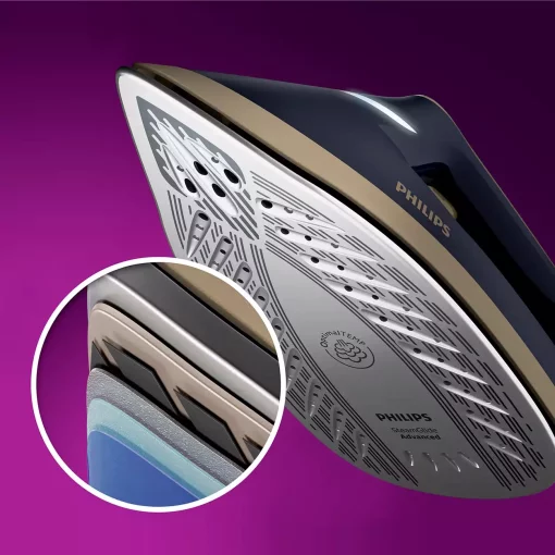 Праска-парогенератор Philips PerfectCare 6000 Series, 2400Вт, 1800мл, паровий удар -600гр, постійна пара - 130гр, нерж. сталь, синьо-золотий