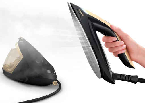 Праска-парогенератор Philips PerfectCare 8000 Series, 2700Вт, 1800мл, паровий удар -700гр, постійна пара - 170гр, нерж. сталь, чорно-золотий