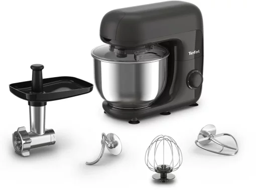 Кухонна машина Tefal Bake Essential 800Вт, чаша-метал, корпус-метал/пластик, насадок-4, чорний