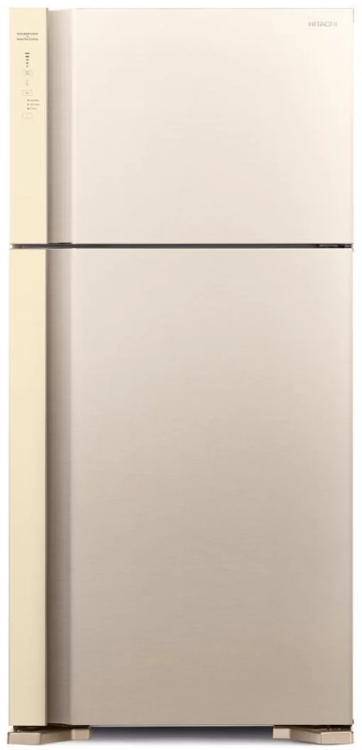 Холодильник Hitachi з верхн. мороз., 184x86х74, холод.відд.-405л, мороз.відд.-145л, 2дв., А++, NF, інв., зона нульова, бежевий