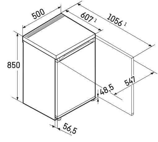 Холодильник Liebherr однокамерний, 85x50x60.7, холод.відд.-85л, мороз.відд.-13л, 1 дв., A++, білий