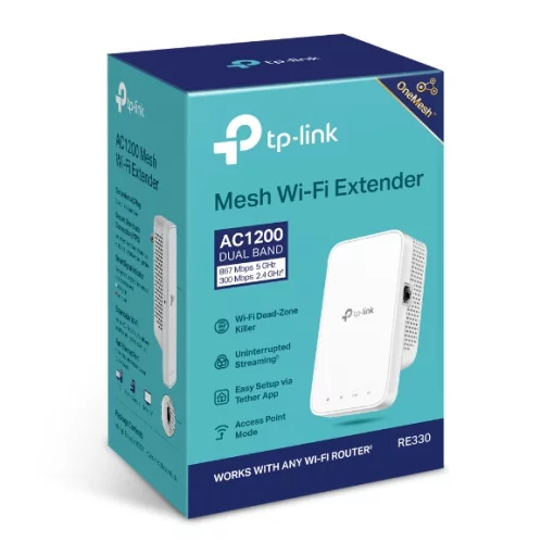 Розширювач покриття WiFi TP-LINK RE330 AC1200, 1хFE LAN, MESH