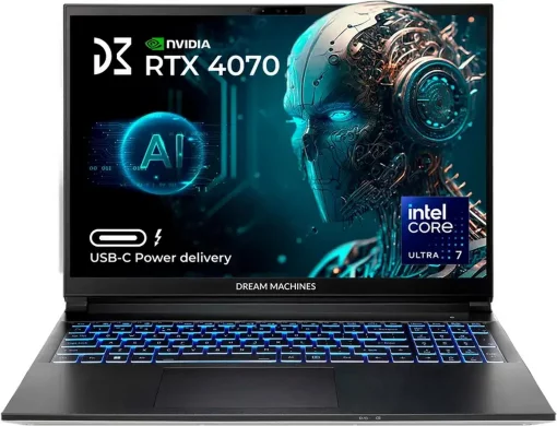 Ноутбук Dream Machines RG4070-16 16FHD+ IPS, Intel U7-155H, 32GB, F1TB, NVD4070-8, DOS, чорний