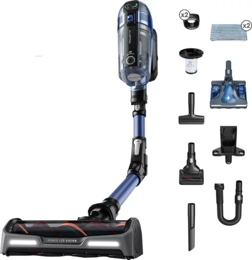 Пилосос Rowenta безпровідний Xforce Flex 14.60 Aqua, 200Вт, вологе прибирання, конт пил -0.9л, автон. робота до 70хв, НЕРА, чорно-синій