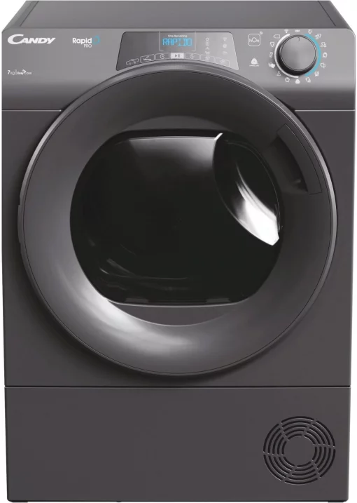 Сушильна машина Candy тепловий насос, 7кг, A++, 48,6см, дисплей, Wi-Fi, cріблястий