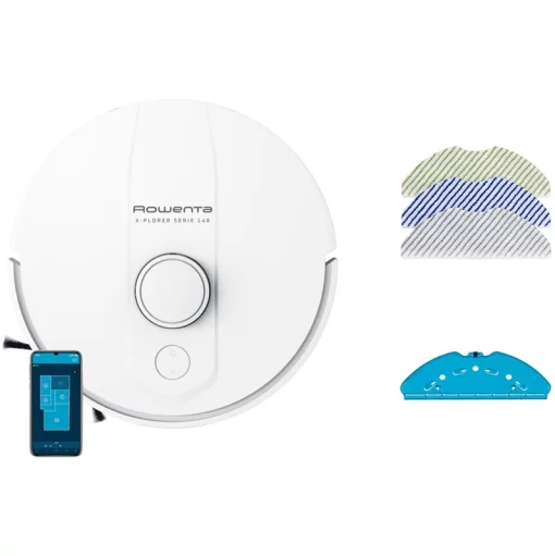 Робот-пилосос Rowenta миючий X-Plorer Serie 140 Total Care, 5000ПаВт, h=9.5см, 0.32л, конт пил -0.35л, вода - вологе прибирання, автон. робота до 120хв, білий