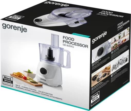 Кухонна машина Gorenje 800Вт, чаша-пластик, корпус-метал/пластик, насадок-6, білий