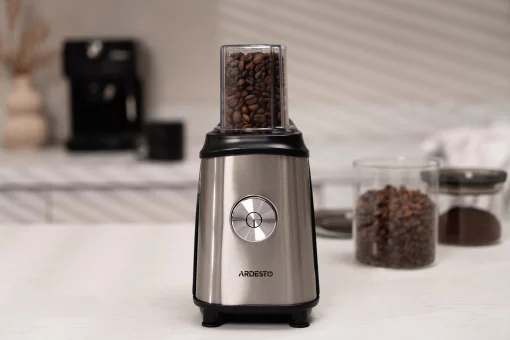 Блендер для смузі Ardesto SBG-F350, 350Вт,2в1, пляшка -600мл, пляшка -300 мл, кавомолка , чорно-сріблястий