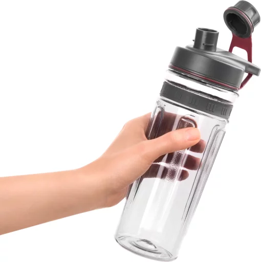 Блендер для смузі Sencor стаціонарний 800Вт, 2 ємності по 600мл, титанові леза, вакуумні кришки, червоний