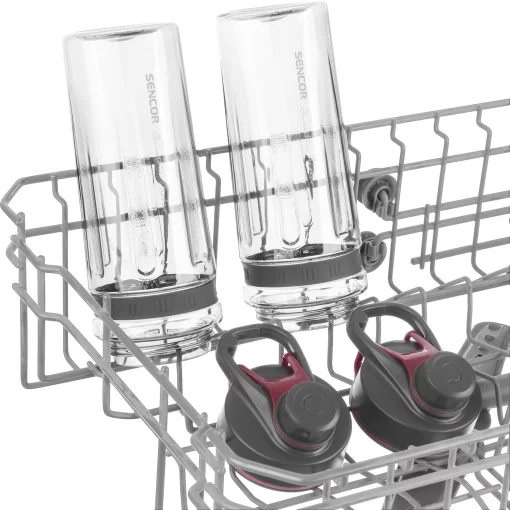 Блендер для смузі Sencor стаціонарний 800Вт, 2 ємності по 600мл, титанові леза, вакуумні кришки, червоний