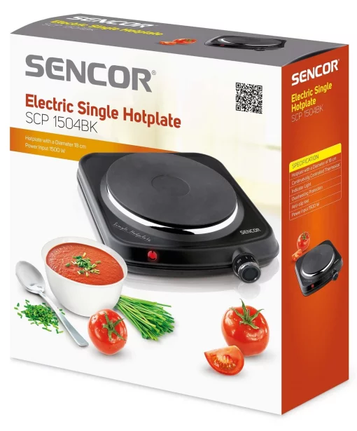 Плитка настільна Sencor електрична, конфорок - 1 на 1.5кВт, керування - мех., чорний
