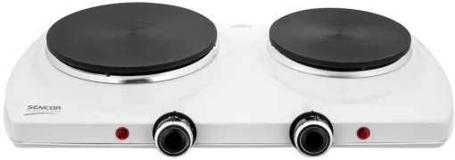 Плитка настільна Sencor електрична, комфорок - 2 на 1.5кВт + 1кВт, 15 і 18 см, керування - мех., білий