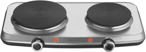 Плитка настільна Sencor електрична, комфорок - 2 на 1.5кВт + 1кВт, 15 і 18 см, керування - мех., нерж. сталь