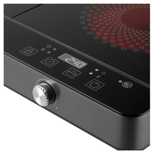 Плитка настільна Sencor індукційна, комфорок - 2 на 1.6 + 1.8кВт, керування - сенсорнено - мех., чорний