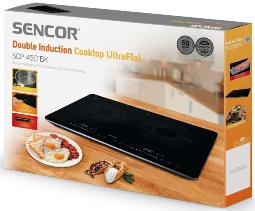 Плитка настільна Sencor індукційна , комф. - 2, 1.4+2Вт,  управл - сенсор, чорний