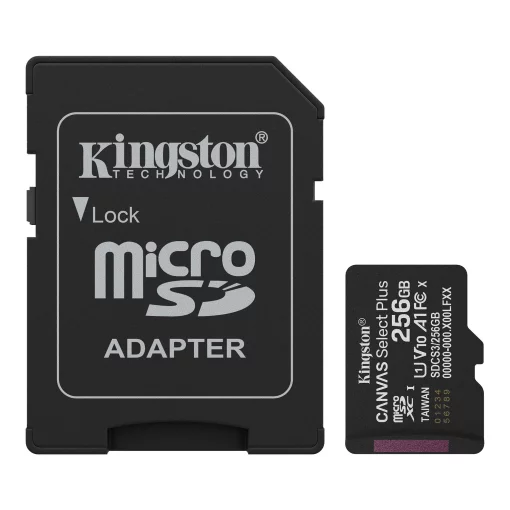Карта пам'яті Kingston microSD  256GB C10 UHS-I A1 V10 R150MB/s + SD