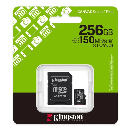 Карта пам'яті Kingston microSD  256GB C10 UHS-I A1 V10 R150MB/s + SD