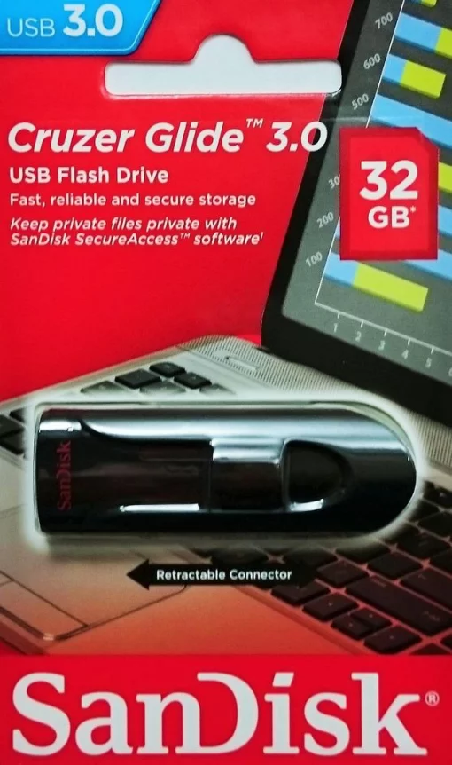 Накопичувач SanDisk   32GB USB 3.0 Type-A Cruzer Glide Чорний