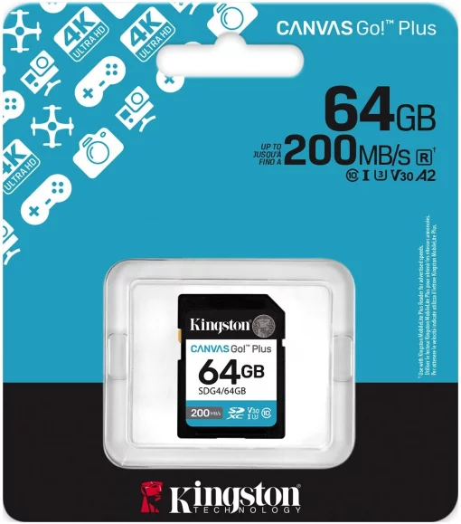 Карта пам'яті Kingston SD   64GB C10 UHS-I U3 V30 R200MB/s
