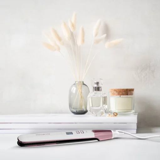 Випрямляч Rowenta Volumizer, >240Вт, темп.режимів-8, 140-210С, дисплей, іонізація, кераміка, біло-рожевий