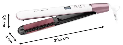 Випрямляч Rowenta Volumizer, >240Вт, темп.режимів-8, 140-210С, дисплей, іонізація, кераміка, біло-рожевий