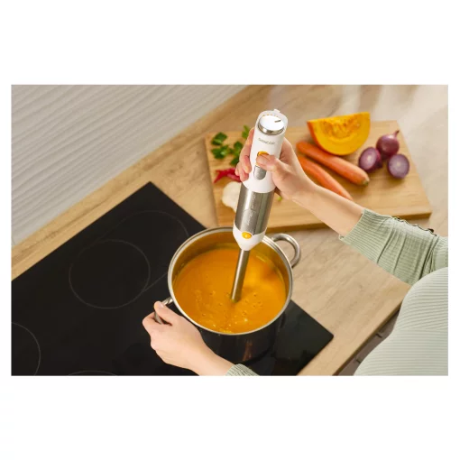 Блендер Sencor заглибний 1200Вт, 5в1, чаша-800мл, спінювач молока, білий