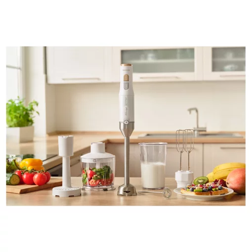 Блендер Sencor заглибний 1200Вт, 6в1, чаша-800мл, спінювач молока, білий