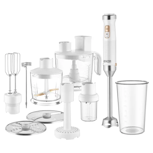 Блендер Sencor заглибний 1500Вт, 10в1, чаша-800мл, млин для спецій, спінювач молока, білий