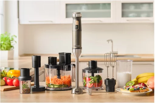 Блендер Sencor заглибний 1500Вт, 10в1, чаша-800мл, млин для спецій, спінювач молока, чорний