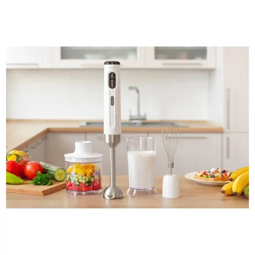 Блендер Sencor заглибний Accu technology, 200Вт, 3в1, чаша-800мл, безпровідний, USB-C, біло-сірий