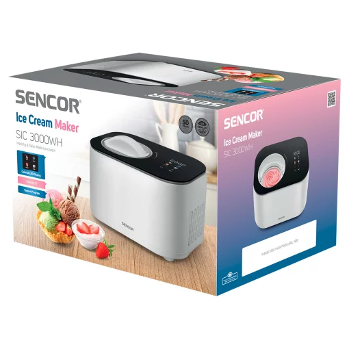 Морозивниця Sencor 100Вт, чаша-1л, час приготув.-60хв, пластик, чорно-білий